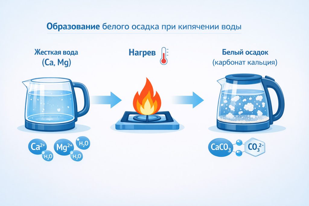 Белый осадок в воде: откуда берётся и как избавиться